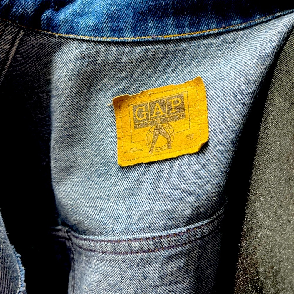 GAP Denim Jacket with Blue and Gold Artistic Design - Picture 2 of 6